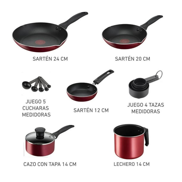 Bateria T-fal Family Cook 25 piezas rojo