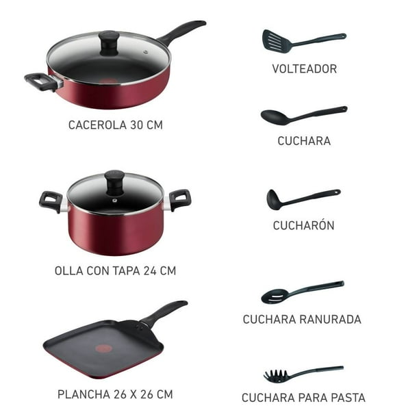 Bateria T-fal Family Cook 25 piezas rojo