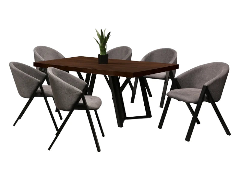 Comedor Mallory 6 Sillas Gris