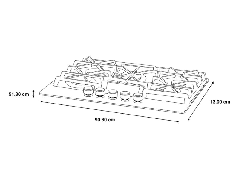 Parrilla IoMabe PIO95KMNR0 90cm Vidrio Negro