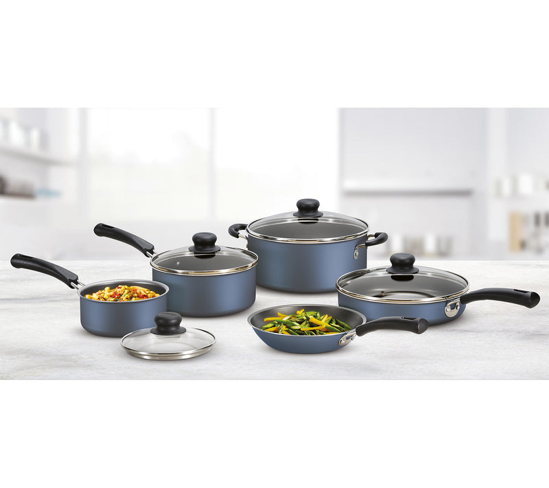 Bateria de cocina Tramontina Simple Cooking 9pzs Azul