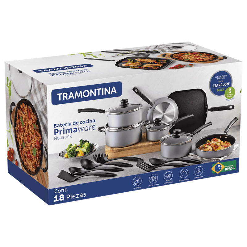 Bateria Tramontina Primaware 18 piezas Gris