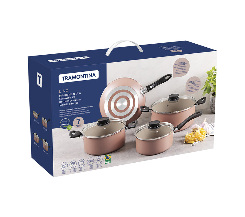 Bateria de cocina Tramontina Linz 7pzs Rosa