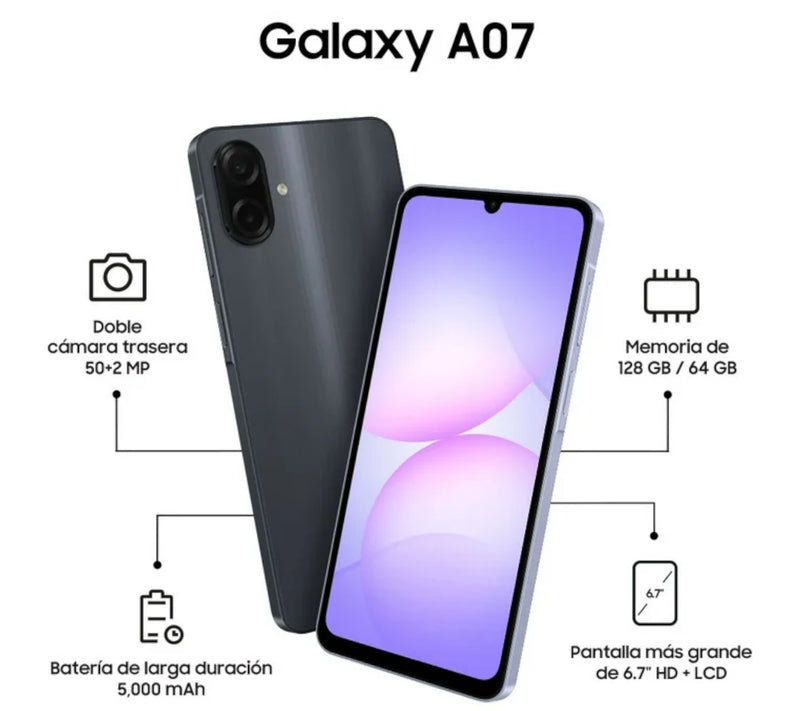 Celular Samsung A07 64GB/4RAM NEGRO