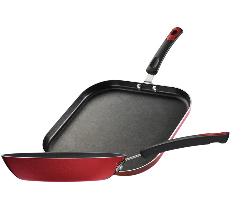 Juego de sarten y bifera Tramontina Everyday 25/28 cm Rojo