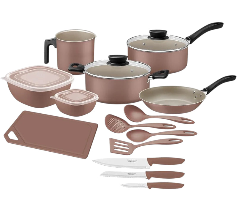 Bateria de cocina Tramontina Linz 18pzs Rosa