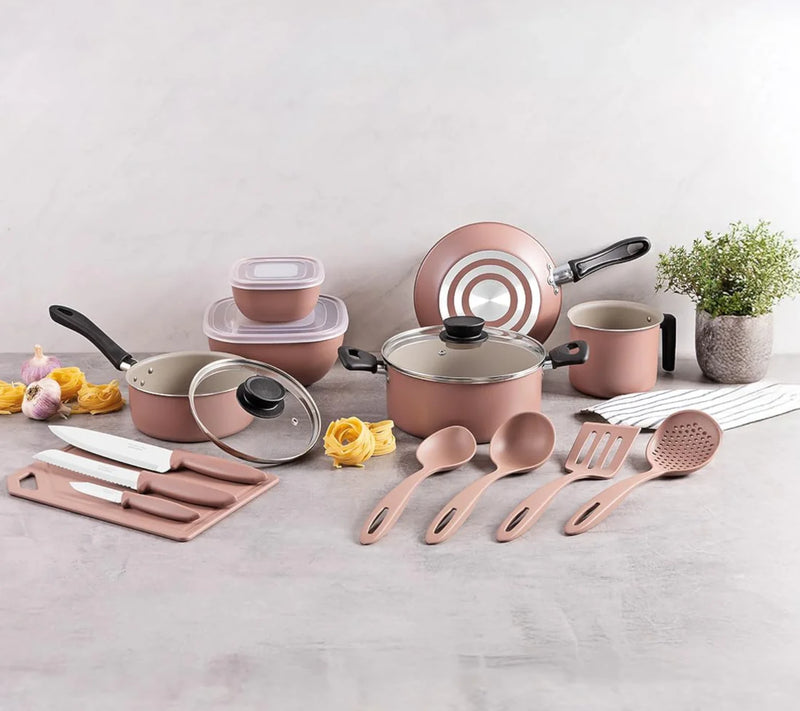 Bateria de cocina Tramontina Linz 18pzs Rosa