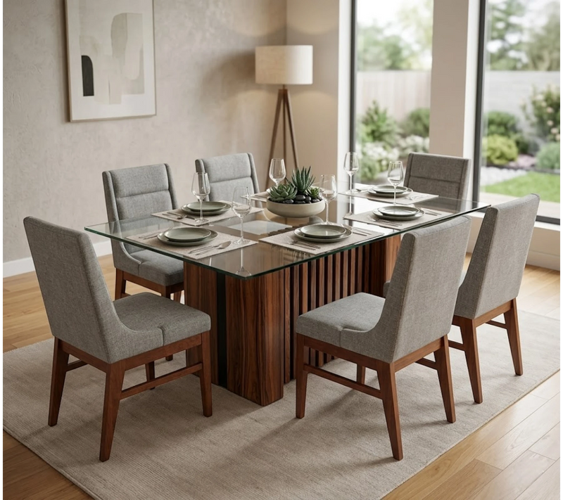 Comedor Bourbon 6 Sillas Gris