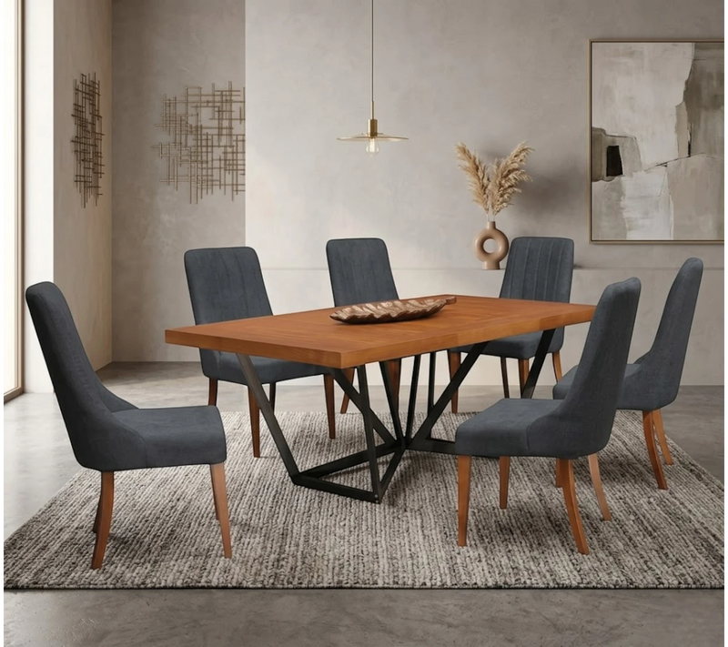 Comedor Kaley 6 Sillas Gris