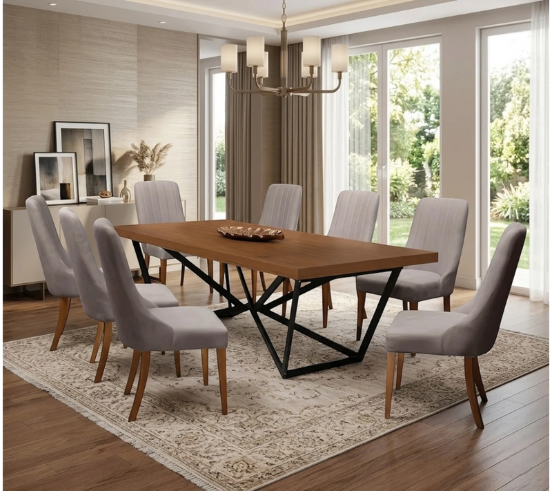 Comedor Kaley 8 Sillas Beige