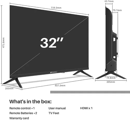 Pantalla Smart TV Sansui LED de 32 pulgadas HD SMX32V1HA con Android TV