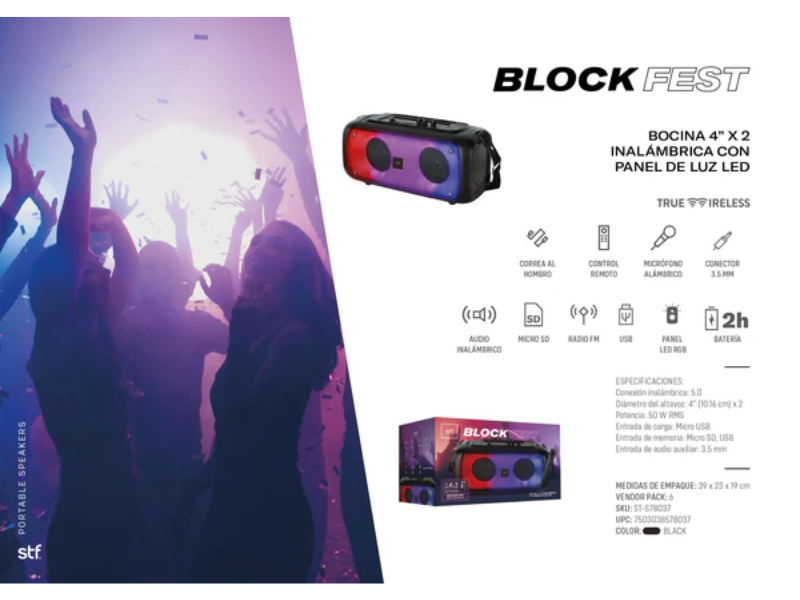 Bocina STF Block Fest ST-S78037 50W