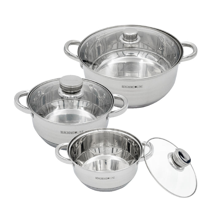 Set de 3 ollas con tapa Queen sense acero inoxidable
