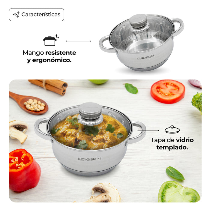 Set de 3 ollas con tapa Queen sense acero inoxidable