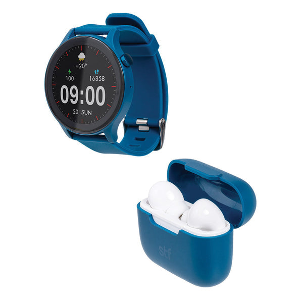 Kit STF Smartwatch Kronos + Audífonos True Wireless Azul