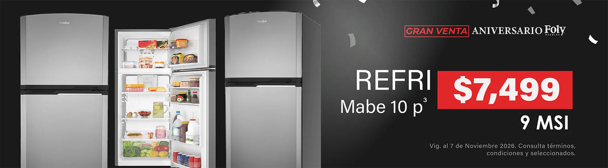 Refrigerador Mabe 10p³ $7,499 hasta 9 meses sin intereses.