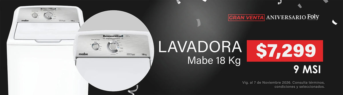 Lavadora Mabe 18 Kg $7,299 hasta 9 meses sin intereses.