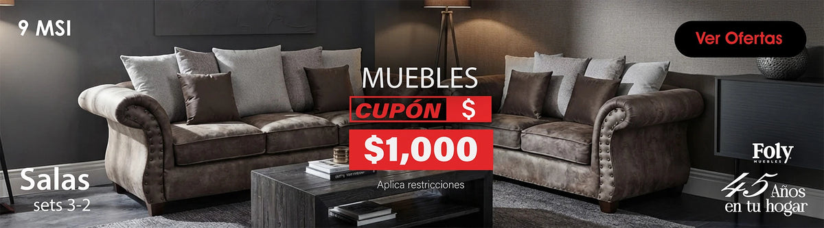 Sets de sala 3-2 con hasta 35% de descuento y hasta 9 meses sin intereses en Foly Muebles