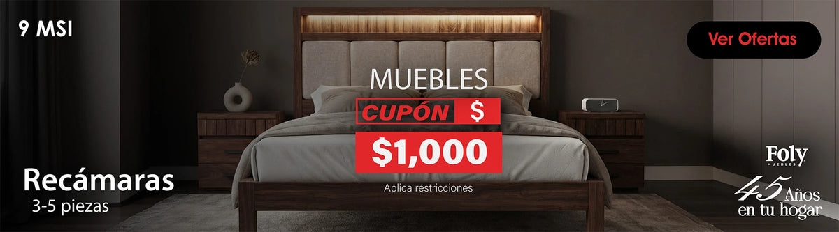 Recamaras con hasta 35% de descuento y hasta 9 meses sin intereses en Foly Muebles